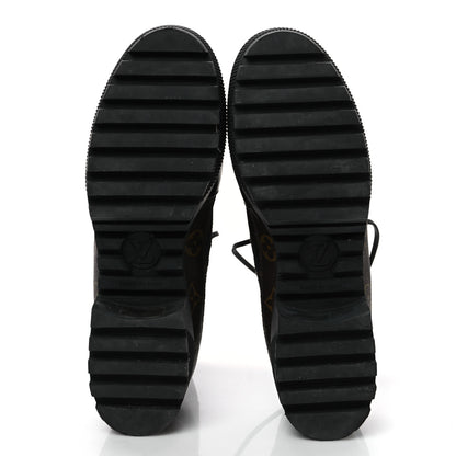 Louis Vuitton Suede Calfskin Crocodile Embossed Patent Monogram Laureate Platform Desert Boots 41 Black 6 of 8