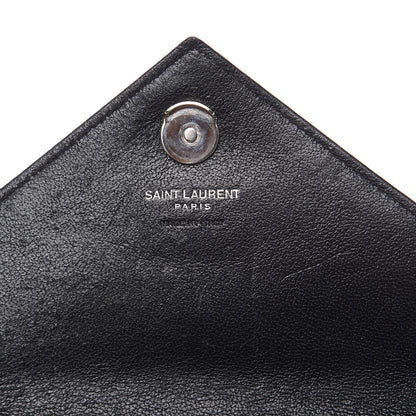 Saint Laurent Sheepskin Matelasse Chevron Monogram College Chain Wallet Black 6 of 18