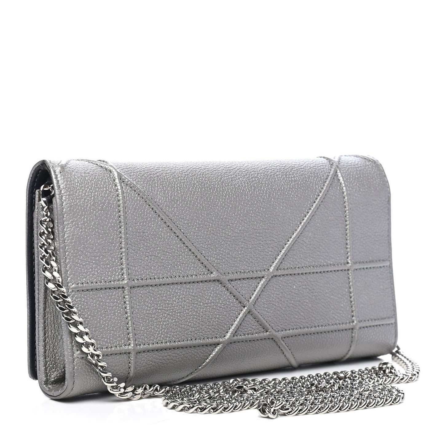 Grained Calfskin Diorama Croisiere Chain Wallet Gris