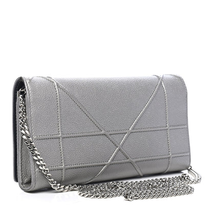 Christian Dior Grained Calfskin Diorama Croisiere Chain Wallet Gris 2 of 9