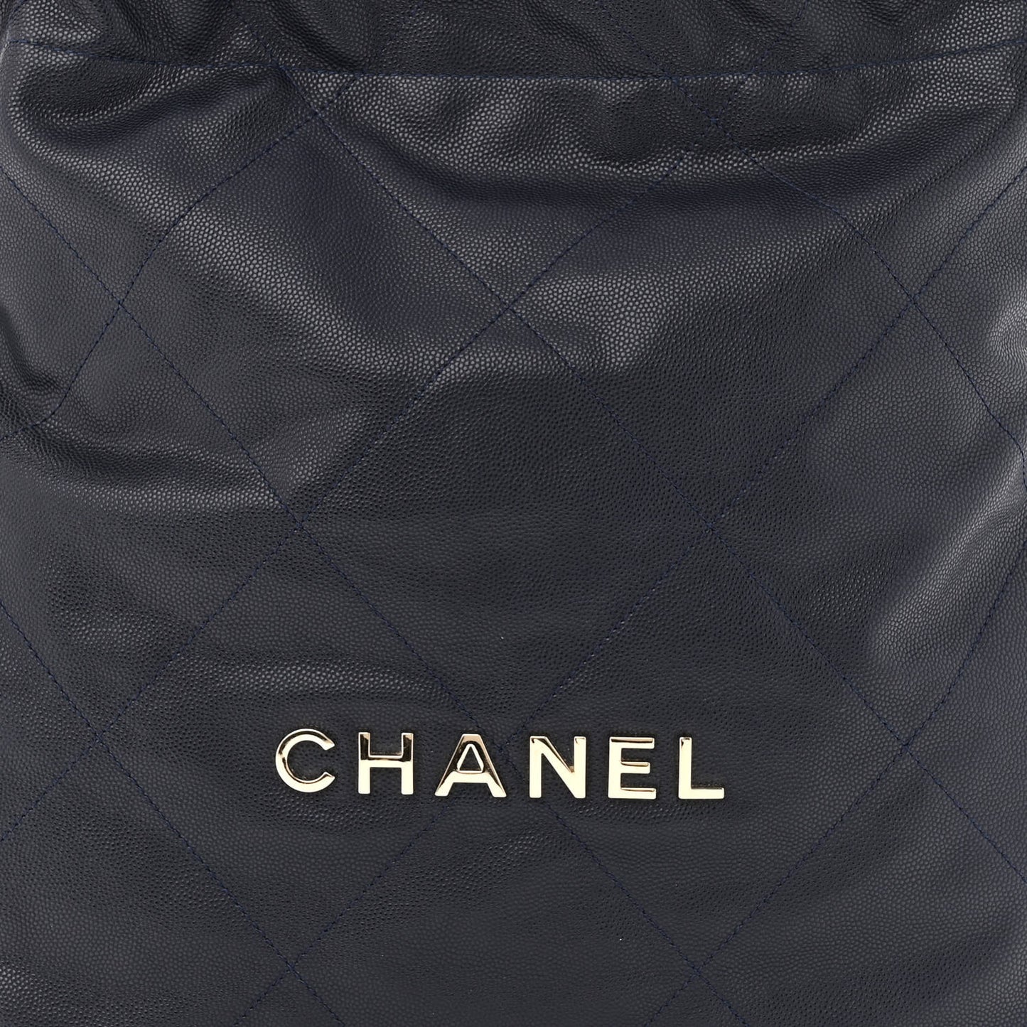 Shiny Caviar Quilted Small Chanel 22 Dark Blue
