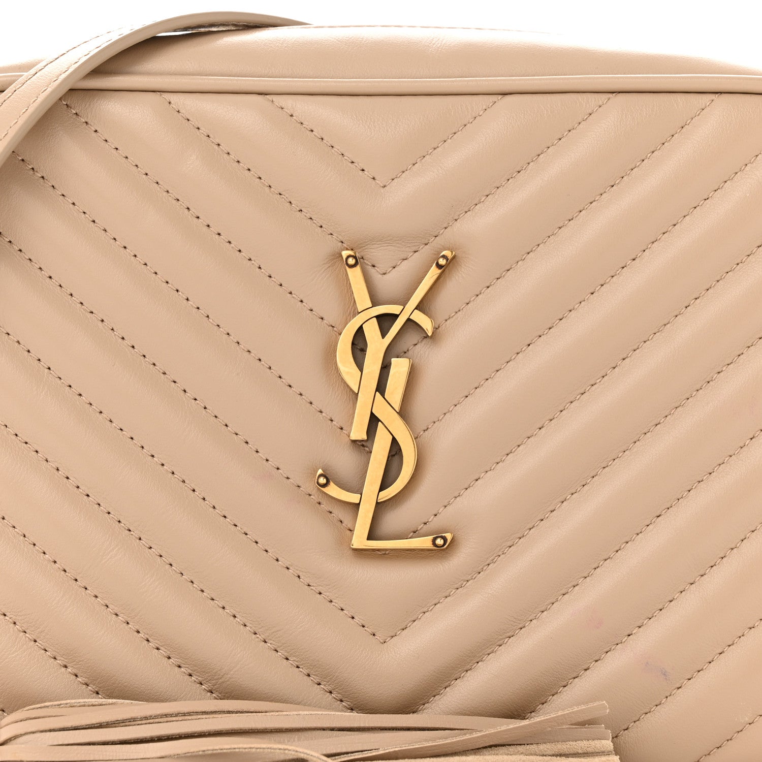 Saint Laurent Calfskin Matelasse Monogram Lou Camera Bag Dark Beige 8 of 14