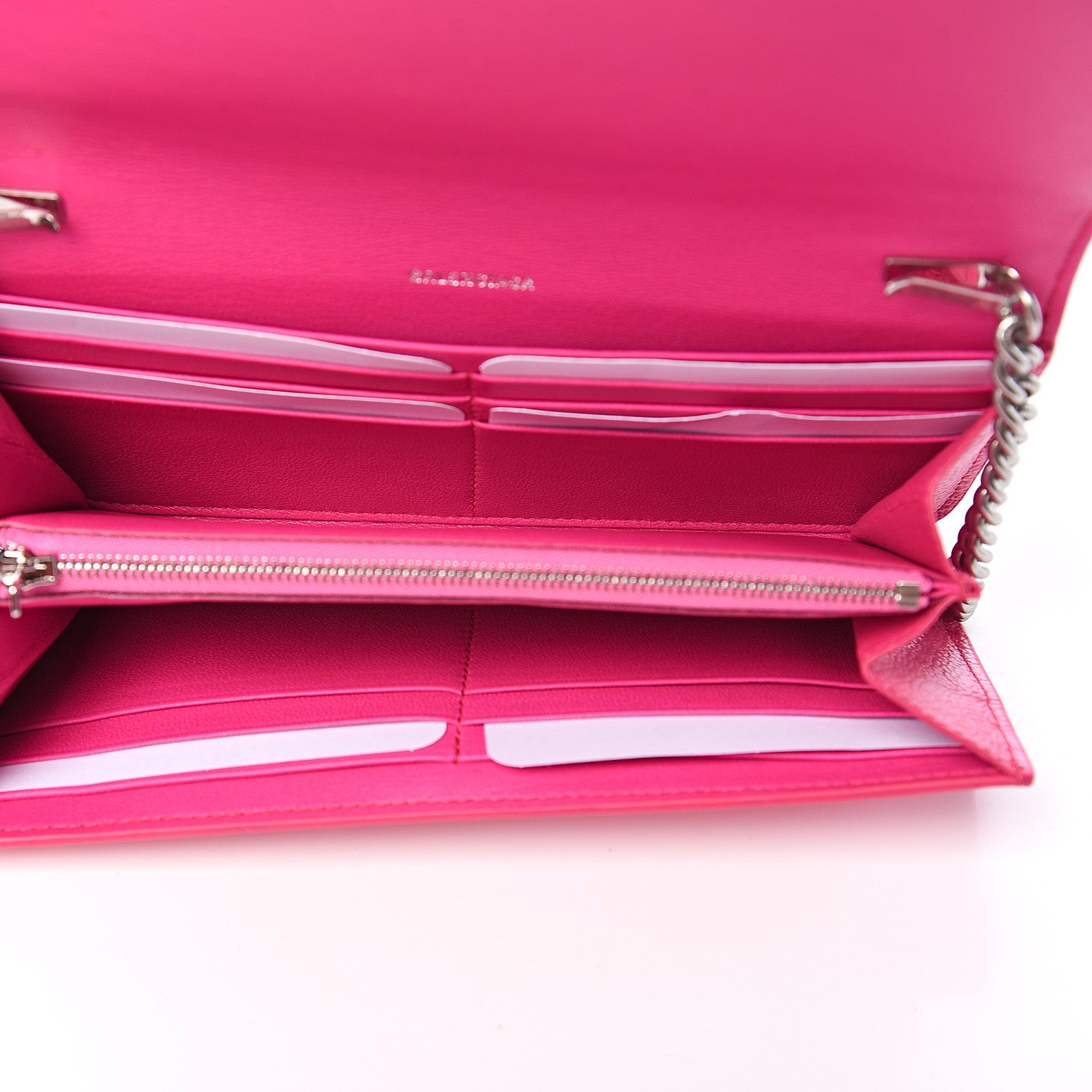 Balenciaga Grained Calfskin Logo Cash Continental Wallet on Chain Acid Pink Black 4 of 8