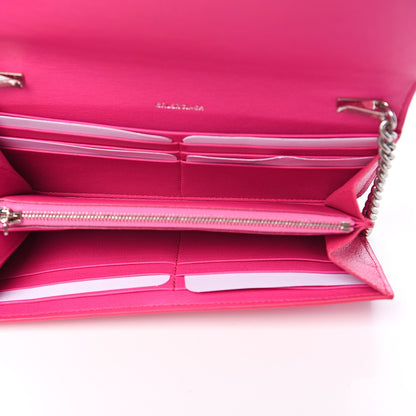 Balenciaga Grained Calfskin Logo Cash Continental Wallet on Chain Acid Pink Black 4 of 8