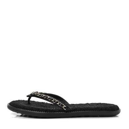 Chanel Lambskin CC Chain Thong Sandals 38 Black 1 of 8