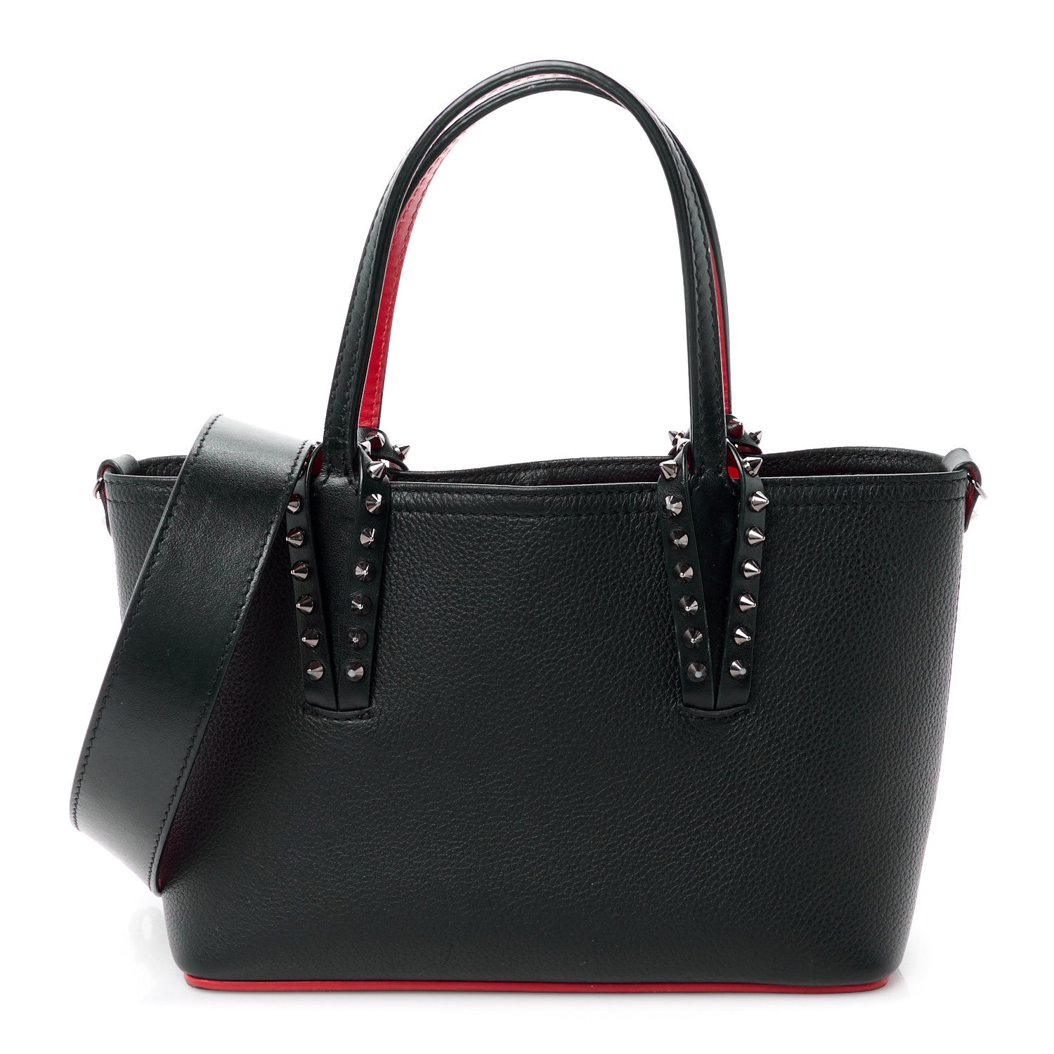 Christian Louboutin CHRISTIAN LOUBOUTIN Calfskin Spikes Mini East West Cabata Tote Black 1 of 11