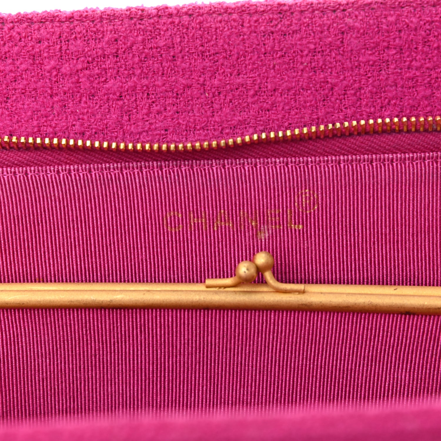 Chanel Wool Quilted Shoulder Bag Pink 9 of 20