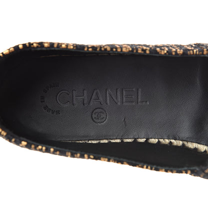 Chanel Metallic Tweed Grosgrain CC Espadrilles 40 Black Gold 10 of 12