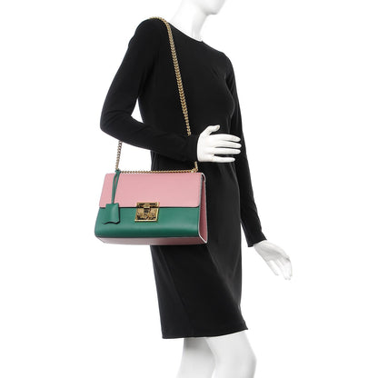 Gucci Moon Calfskin Bi-Color Medium Padlock Shoulder Bag Carmine Rose Green 2 of 8
