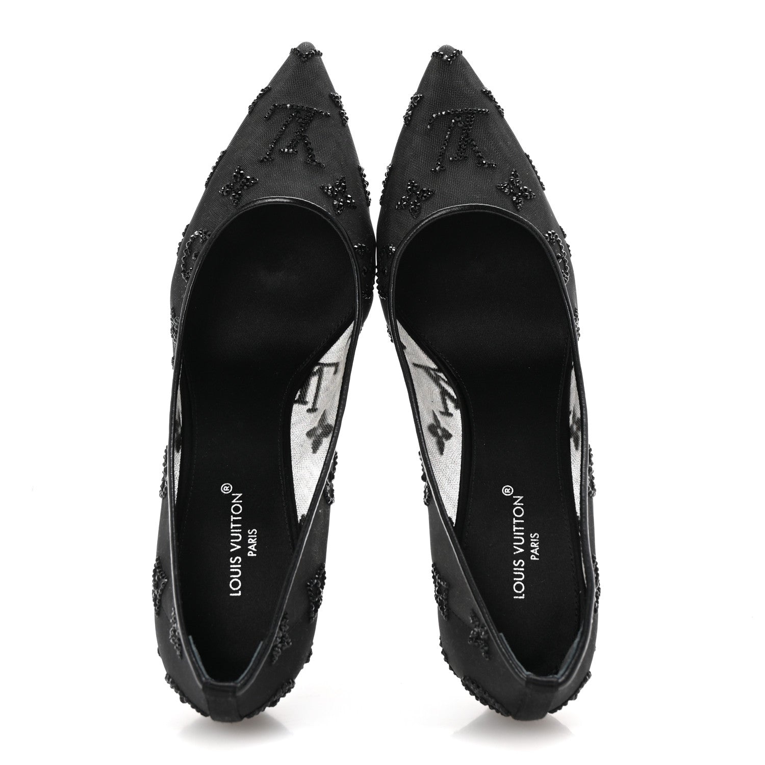 Louis Vuitton Monogram Mesh Strass Gala Pumps 35 Black 2 of 9