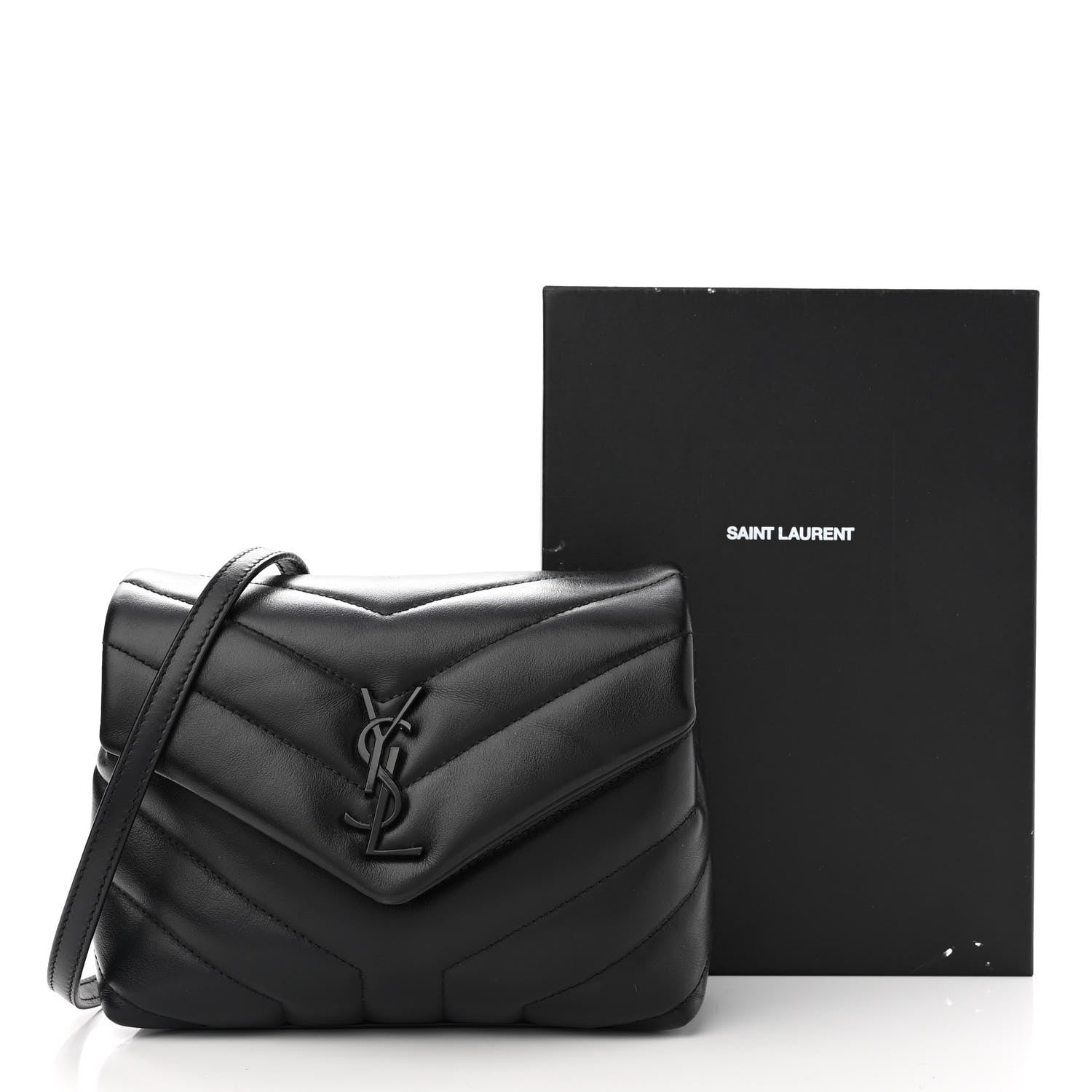 Saint Laurent Calfskin Y Quilted Monogram Monochrome Toy Loulou Crossbody Bag Black 12 of 12