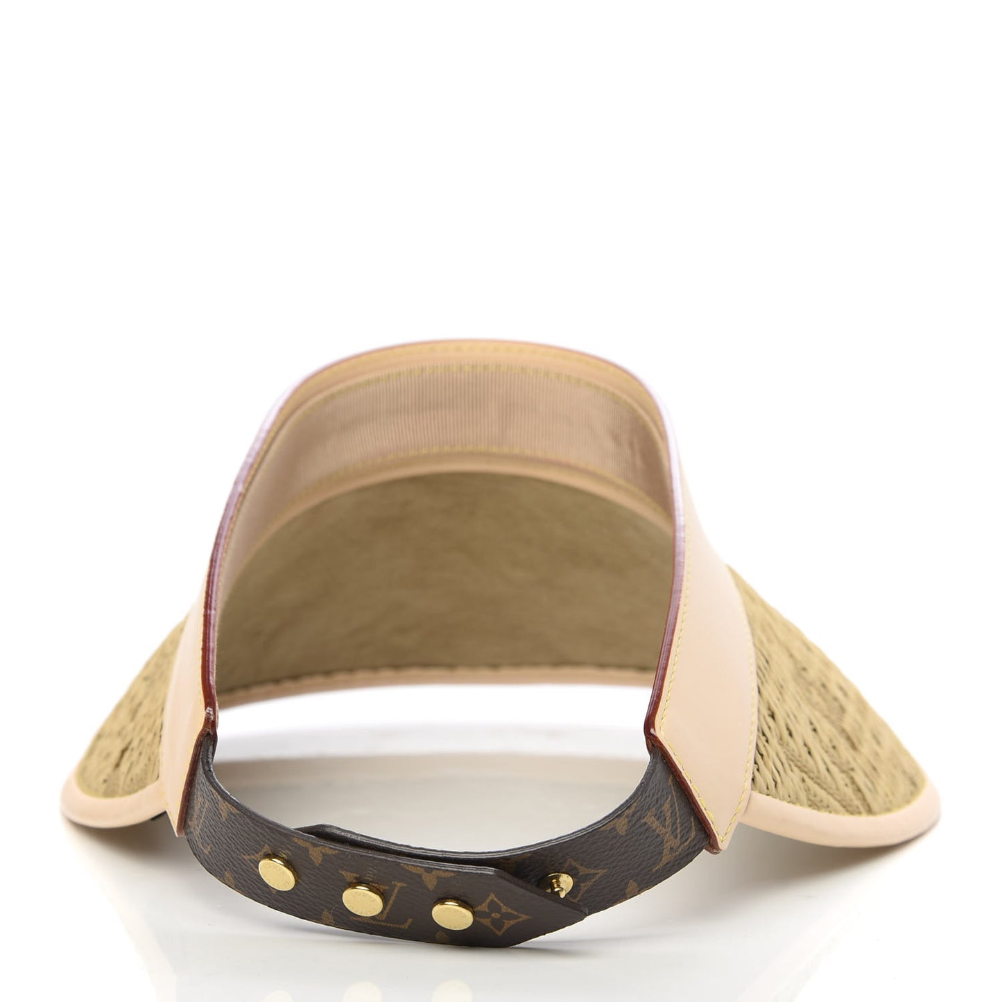 Calfskin Raffia Monogram Strawgram Visor Natural