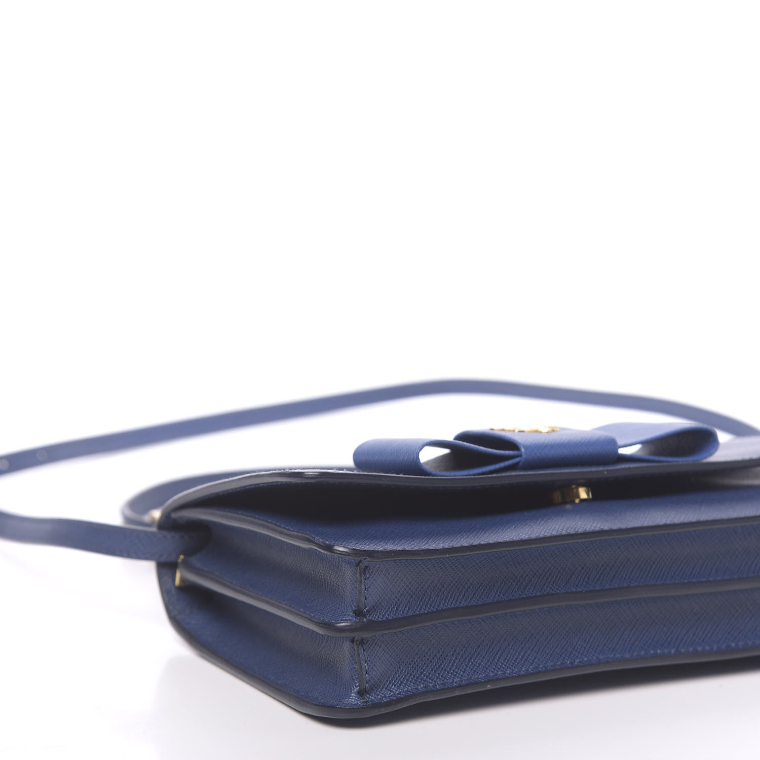 Prada Saffiano Fiocco Bow Flap Wallet Bluette Cobalto 7 of 9