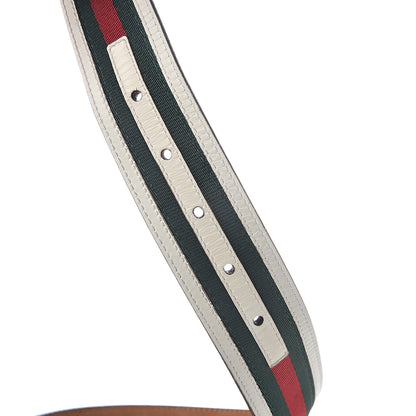 Gucci Calfskin Web Interlocking G Belt 80 32 White 4 of 5