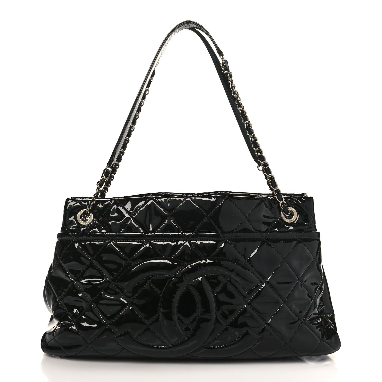 Patent Quilted Timeless CC Soft Tote Black