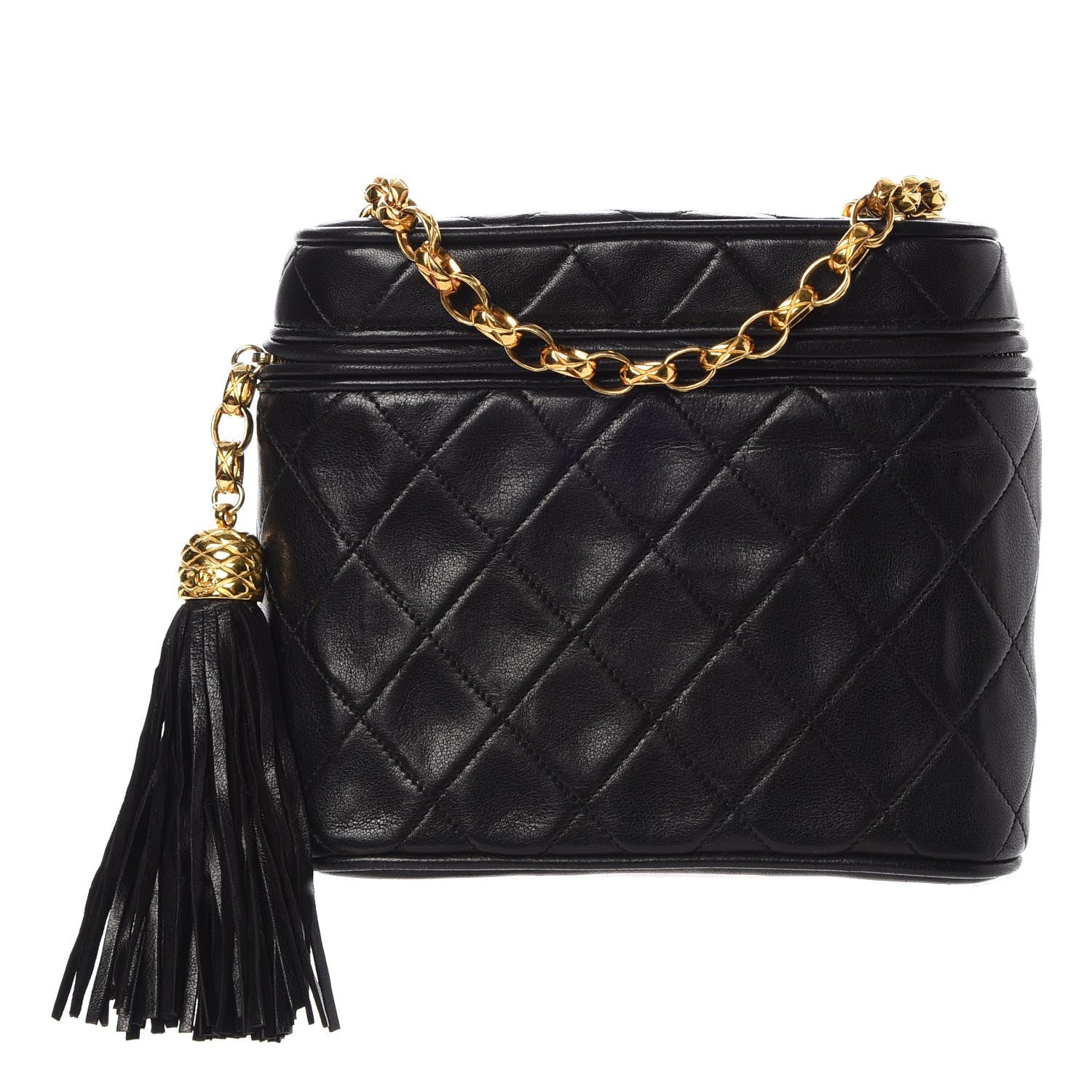 Chanel Lambskin Quilted Tassel Shoulder Bag Black 1 of 9