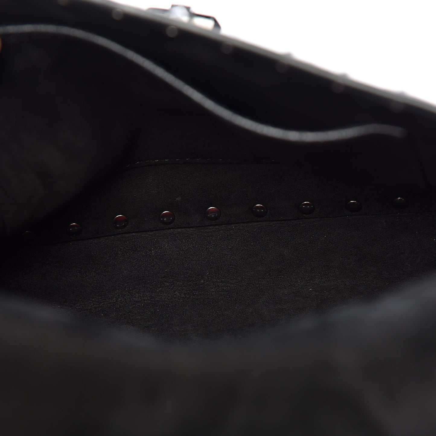 Craquele Nappa Medium Rockstud Spike Shoulder Bag Black