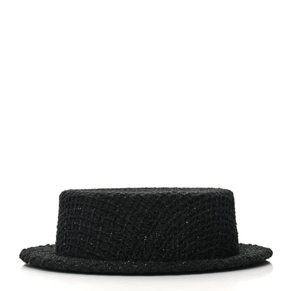 Chanel Tweed Boater Hat M Black 4 of 7