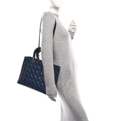Christian Dior Lambskin Cannage Large Lady Dior Navy Blue 2 of 10