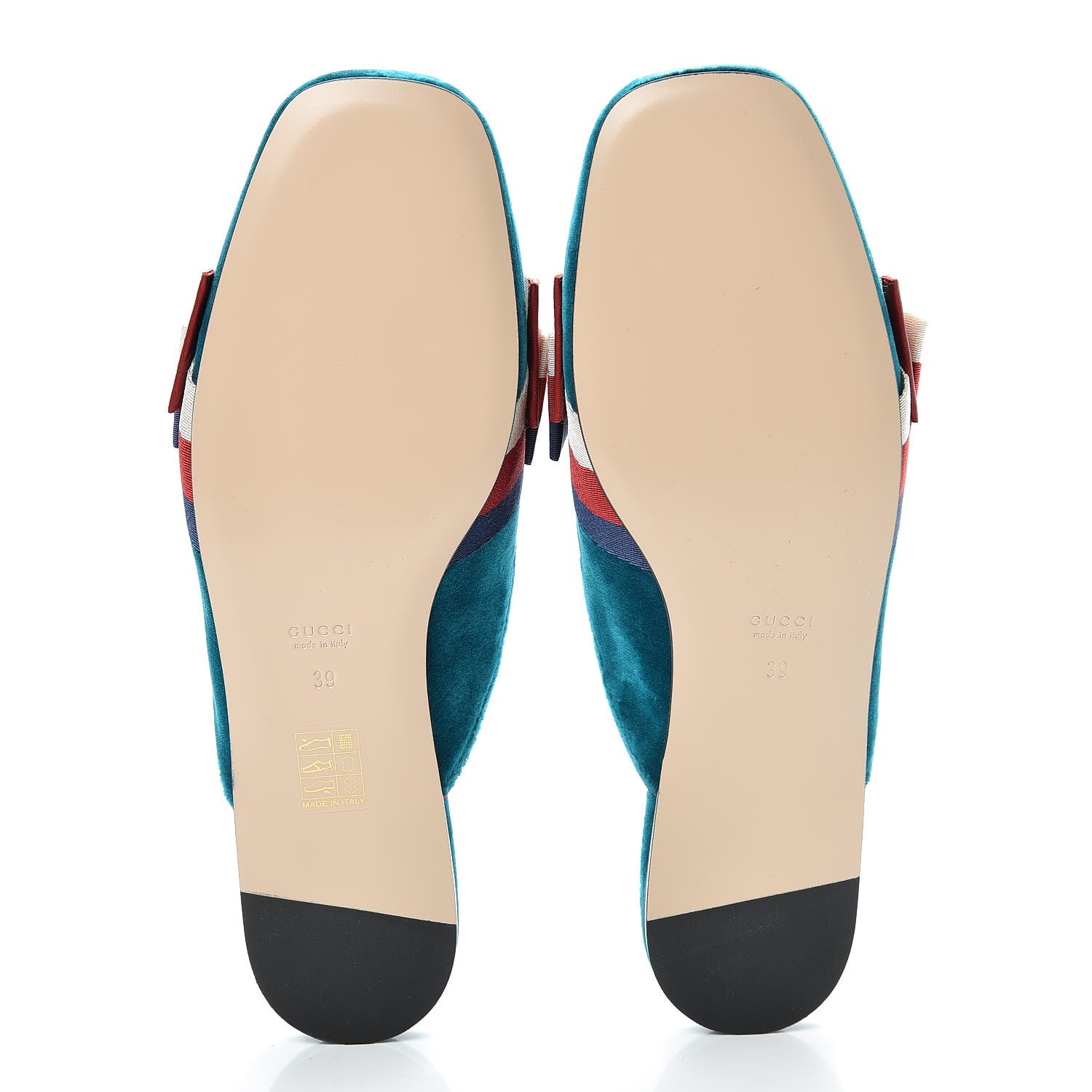 Gucci Softy Velvet Sylvie Bow Slippers 39 Pavone 5 of 8