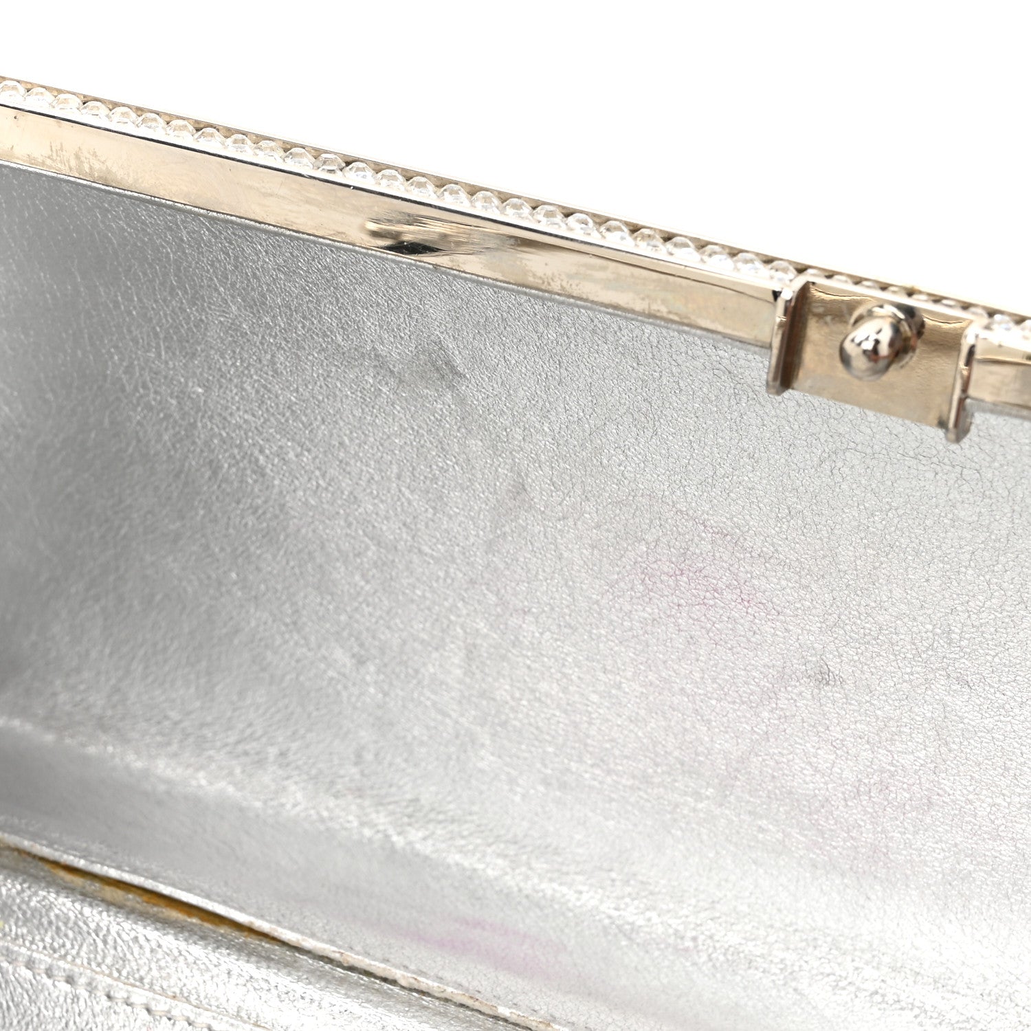 Judith Leiber Swarovski Crystal Top Handle Minaudiere Clutch Silver 13 of 16