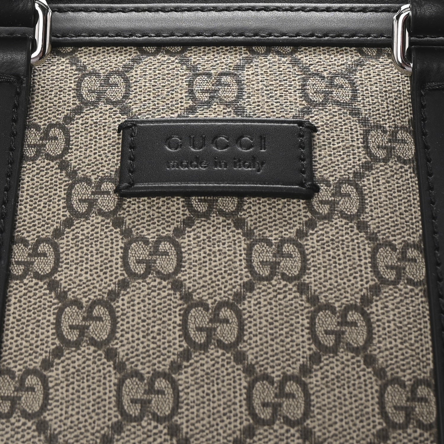 Gucci GG Supreme Monogram Selleria Calfskin Medium Duffle Beige Ebony Black 7 of 9