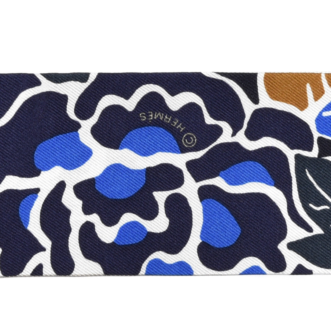 Silk Bingata Twilly Marine Tabac White