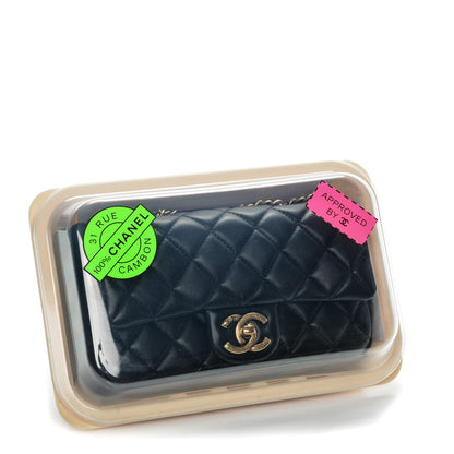 Chanel Lambskin Quilted Meat Packaged Mini Rectangular Flap Black 10 of 10