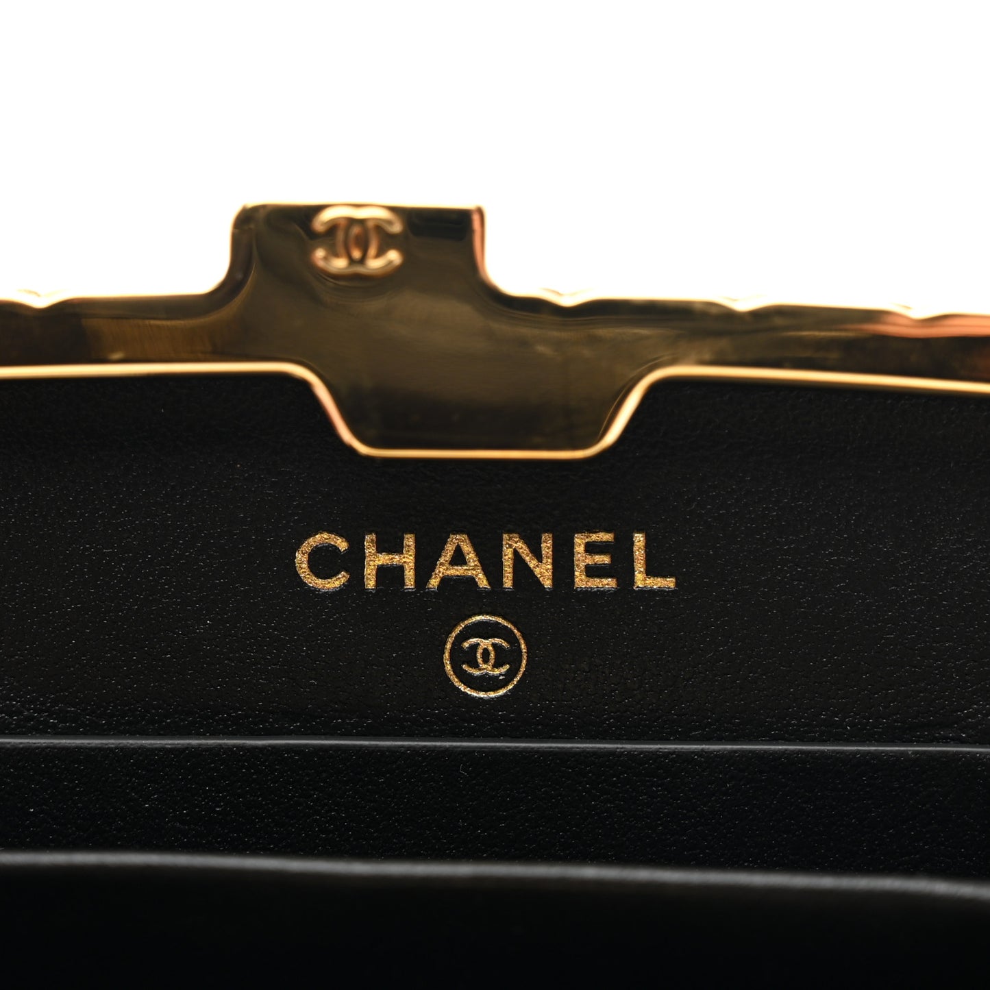 Glazed Goatskin Quilted Small Box With Chain Black