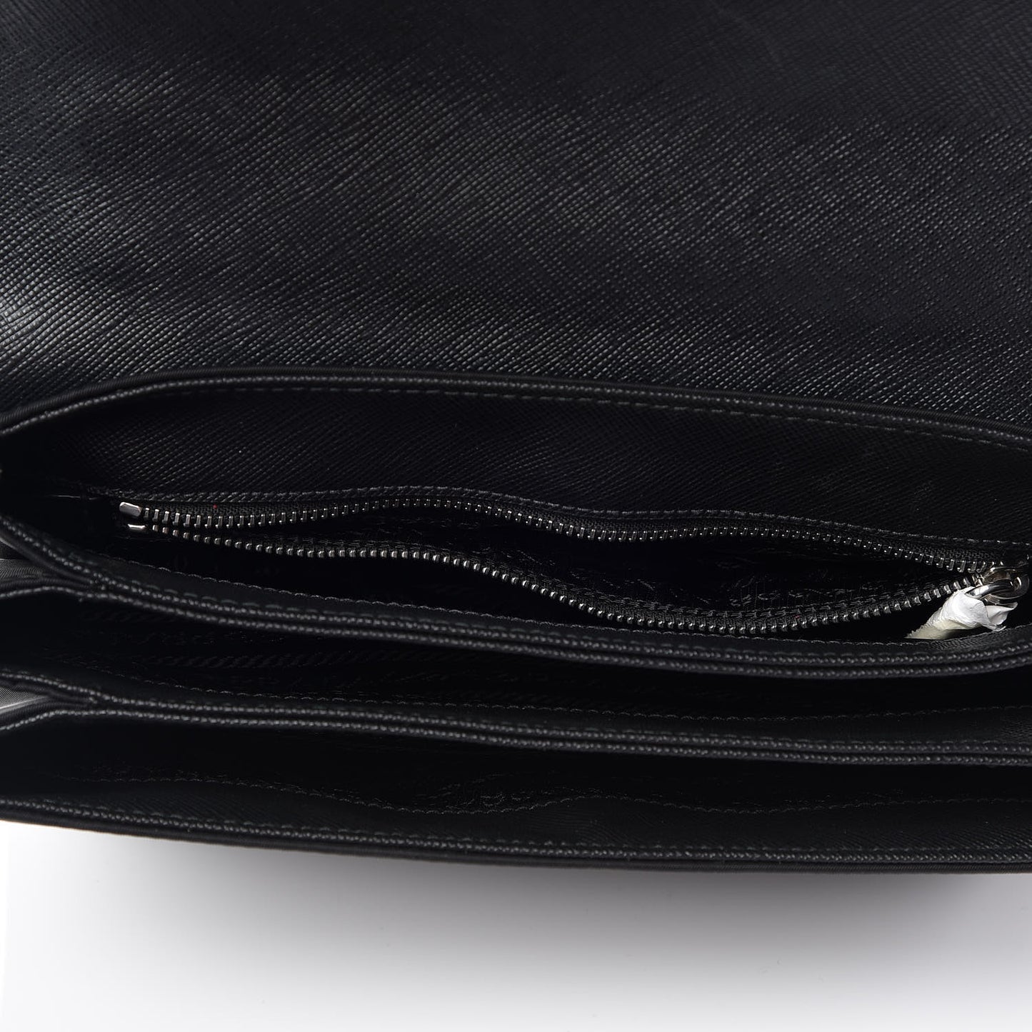 Saffiano Tessuto Nylon Chain Shoulder Bag Black