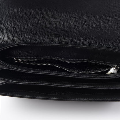 Prada Saffiano Tessuto Nylon Chain Shoulder Bag Black 7 of 9