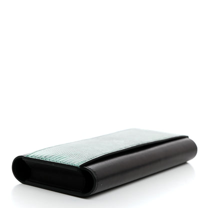 Hermes Evergrain Lizard Passant Long Wallet Bleu Indigo Vert Moyen 5 of 10