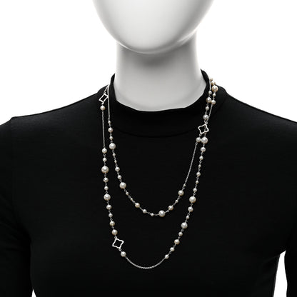 David Yurman Sterling Silver Pearl Quatrefoil Long Chain Necklace 2 of 4