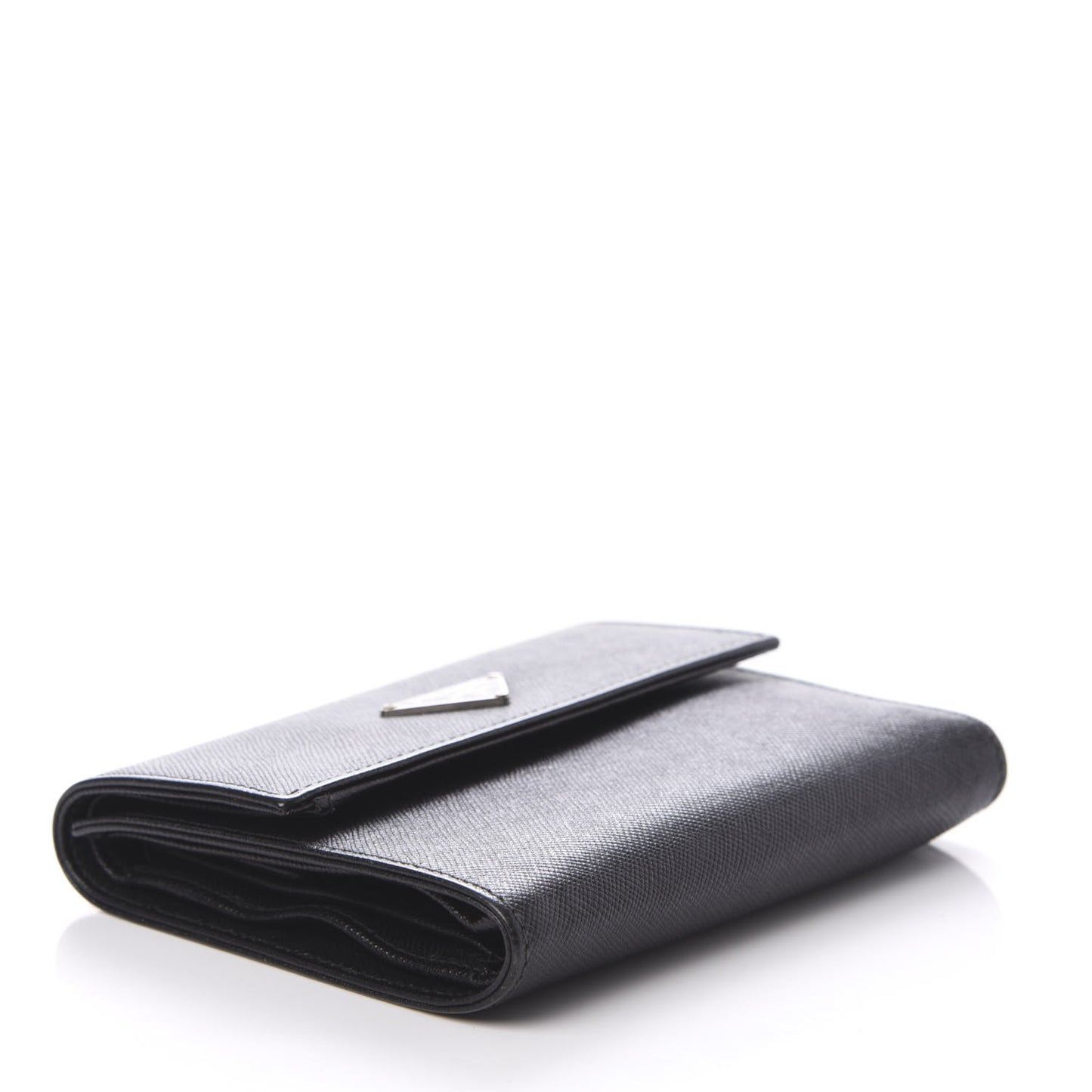 Saffiano Metal Tri-Fold Wallet Black