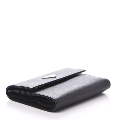 Prada Saffiano Metal Tri-Fold Wallet Black 4 of 12