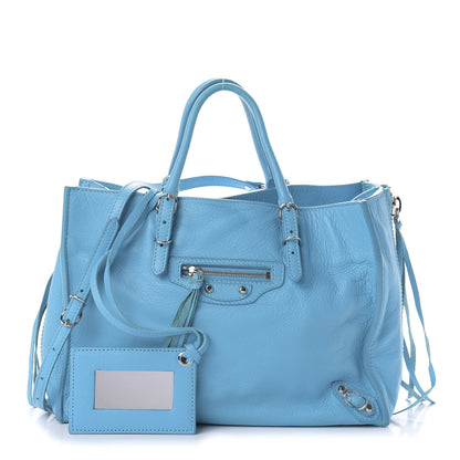 Balenciaga Supple Calfskin Papier A6 Zip Around Tote Bleu Caraibes 1 of 11