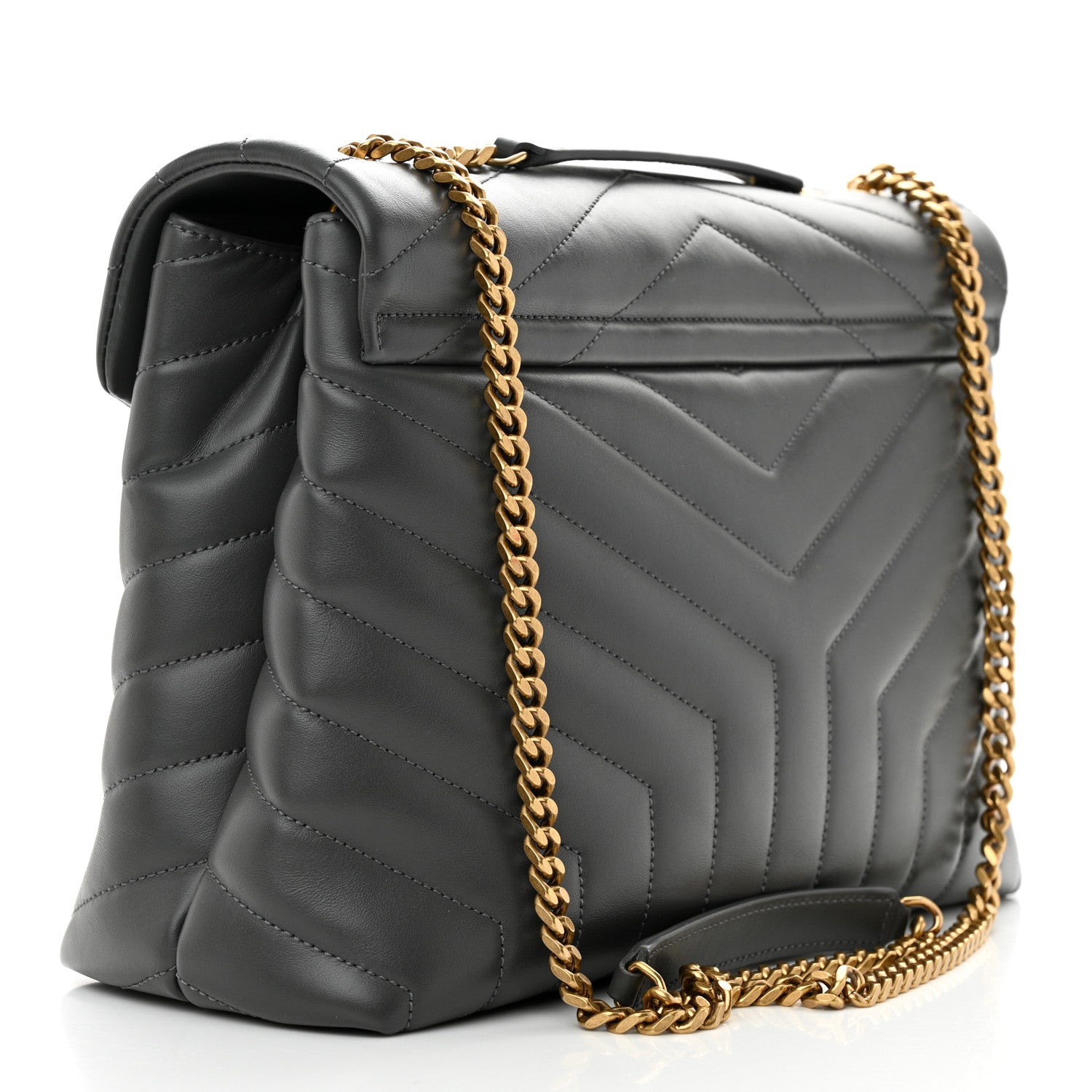 Saint Laurent Calfskin Y Quilted Monogram Medium Loulou Chain Satchel Storm 3 of 10