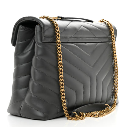 Saint Laurent Calfskin Y Quilted Monogram Medium Loulou Chain Satchel Storm 3 of 10