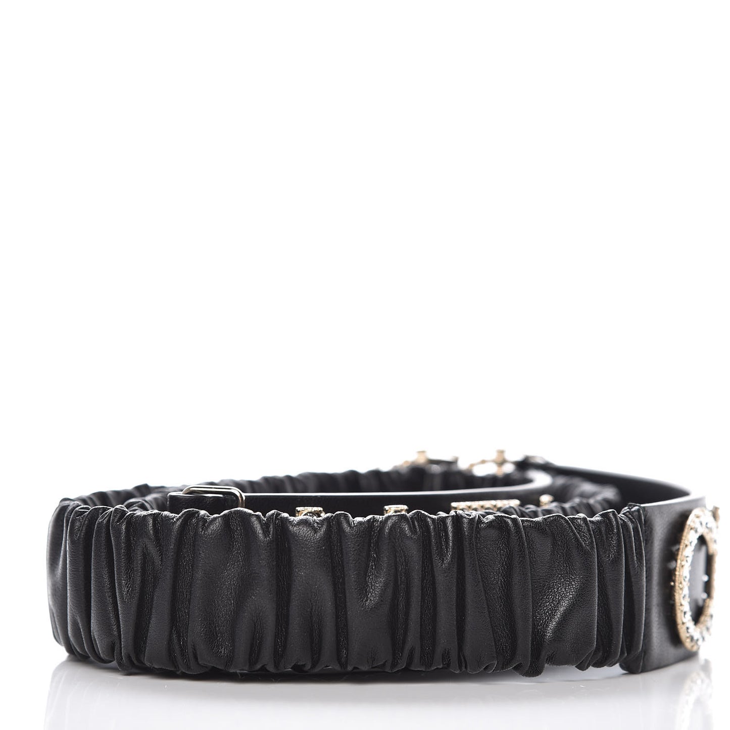Lambskin Crystal Logo Belt 90 36 Black