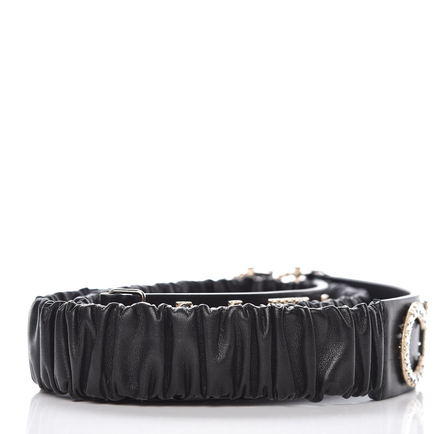 Chanel Lambskin Crystal Logo Belt 90 36 Black 3 of 7