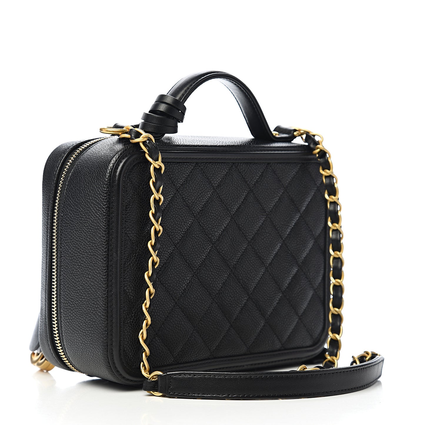Caviar Quilted Medium CC Filigree Vanity Case Black