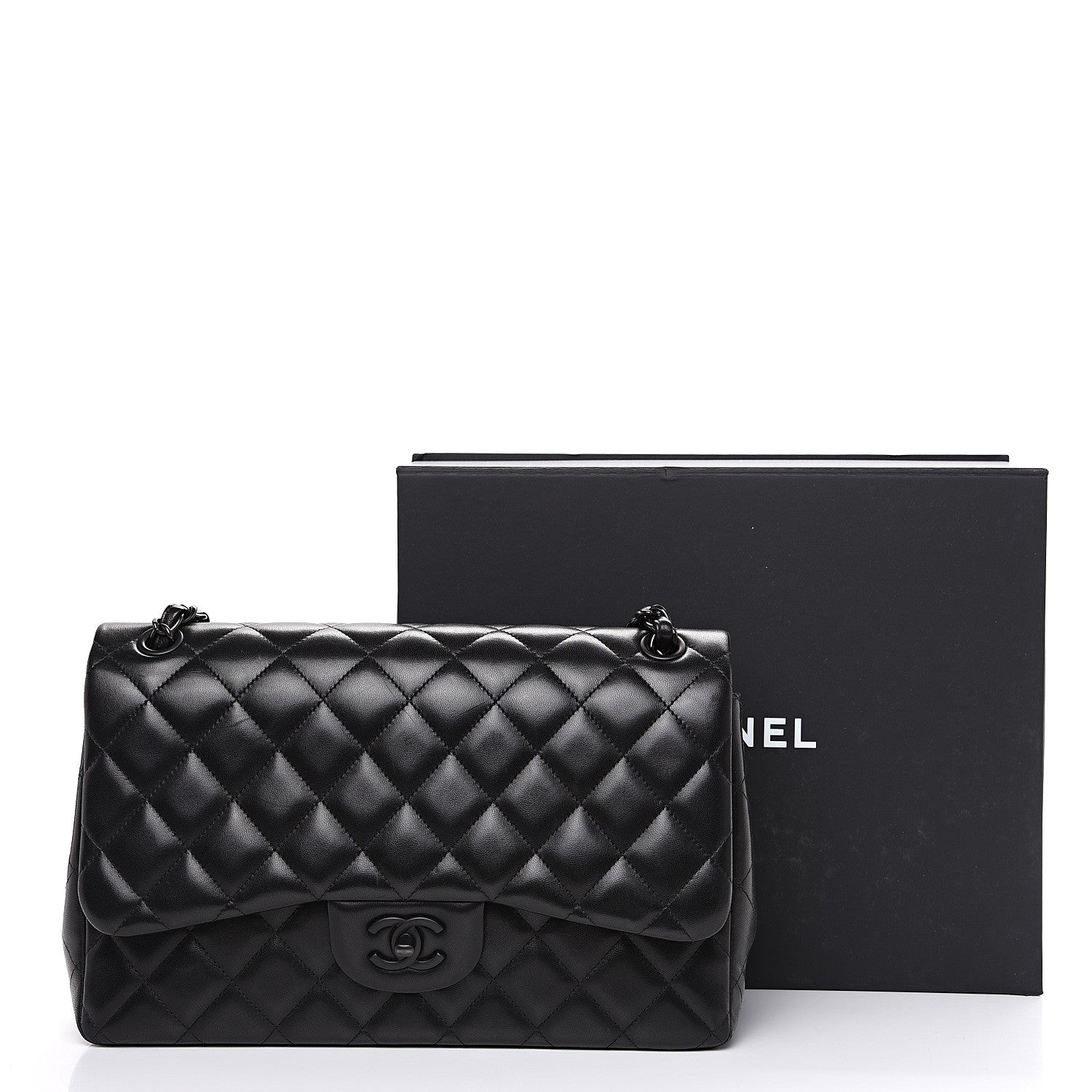 Chanel Lambskin Quilted Jumbo Double Flap So Black 19 of 19