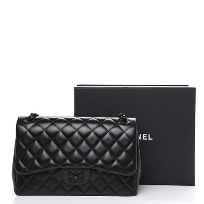 Chanel Lambskin Quilted Jumbo Double Flap So Black 19 of 19