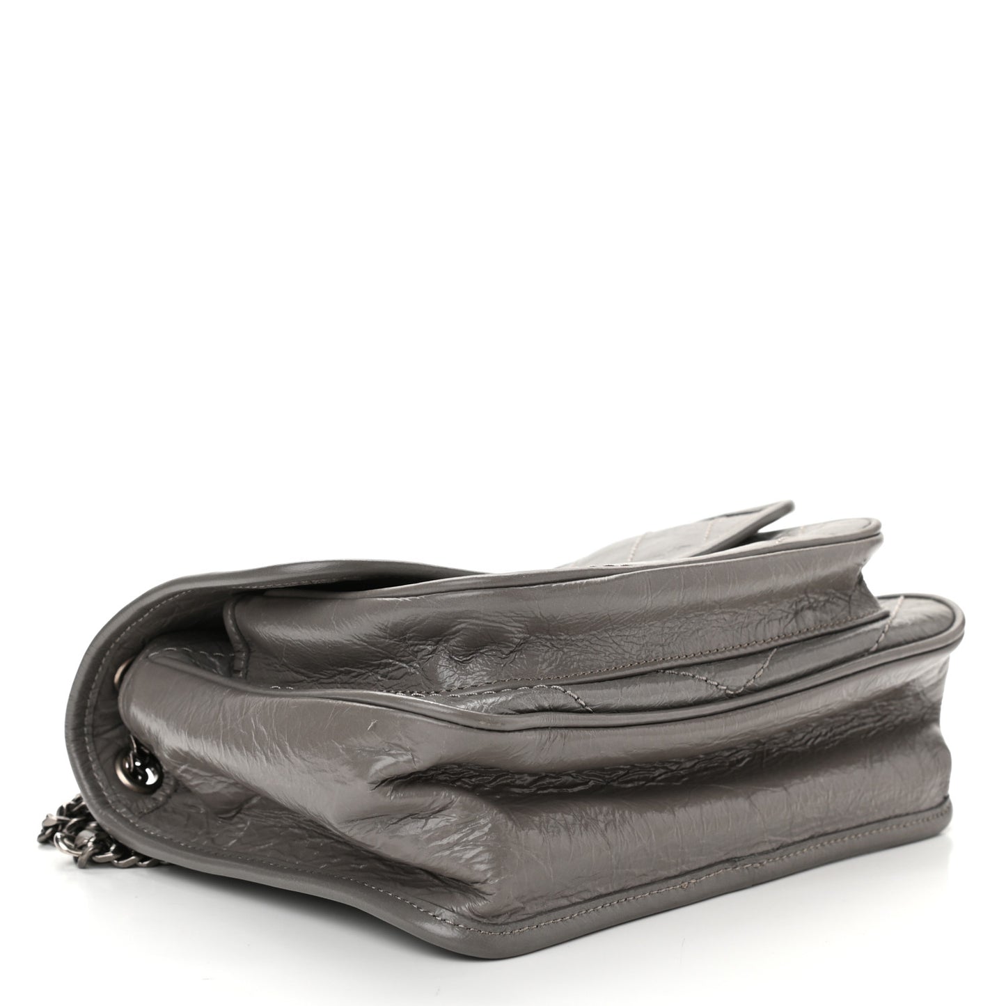 Crinkled Calfskin Matelasse Monogram Baby Niki Chain Satchel Storm