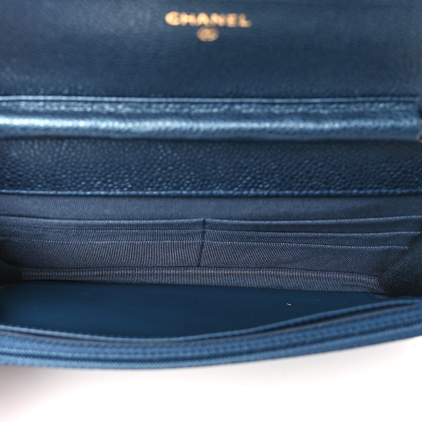 Caviar Quilted Wallet on Chain WOC Dark Blue