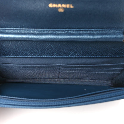 Chanel Caviar Quilted Wallet on Chain WOC Dark Blue 5 of 10