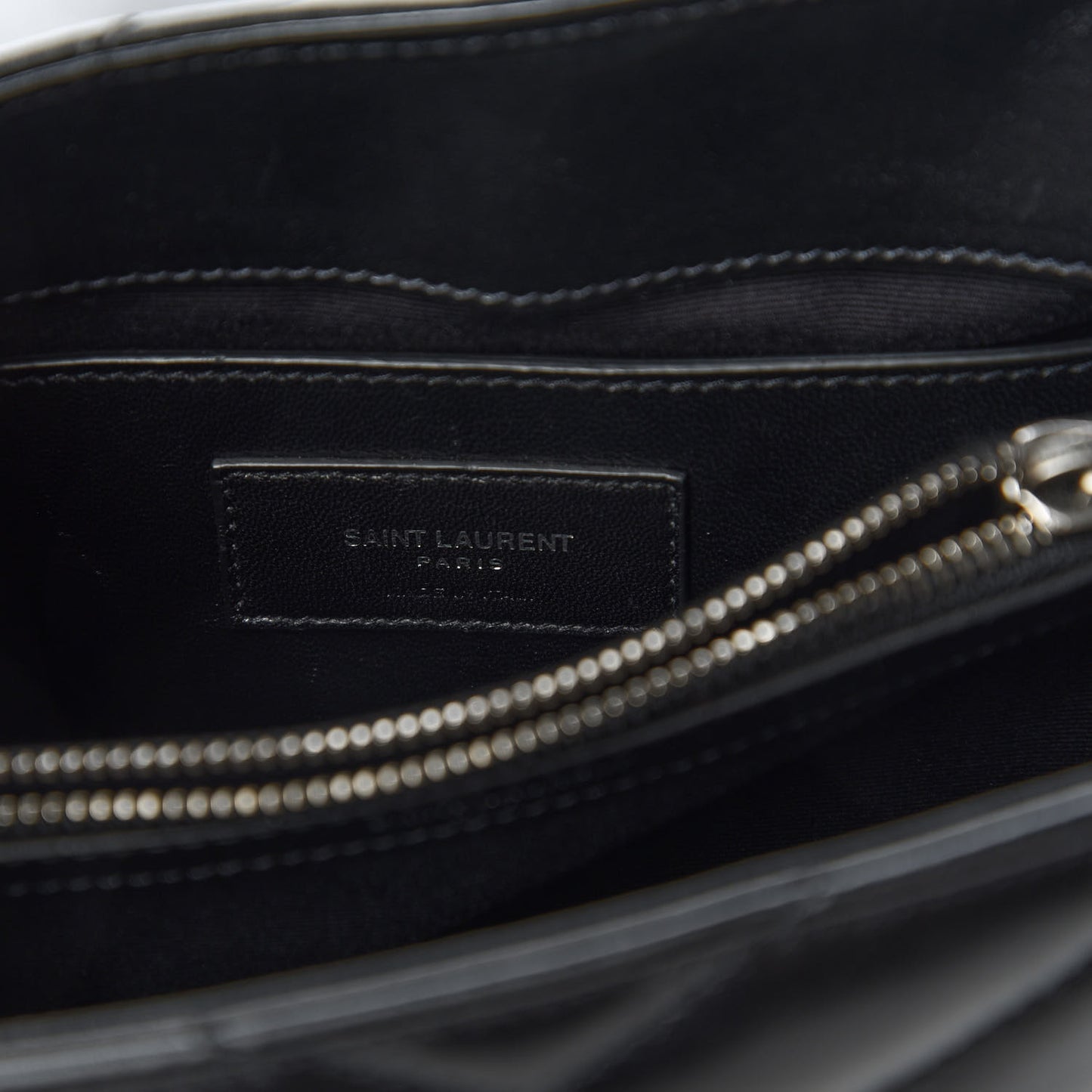 Calfskin Y Quilted Monogram Small Charm Loulou Chain Satchel Black