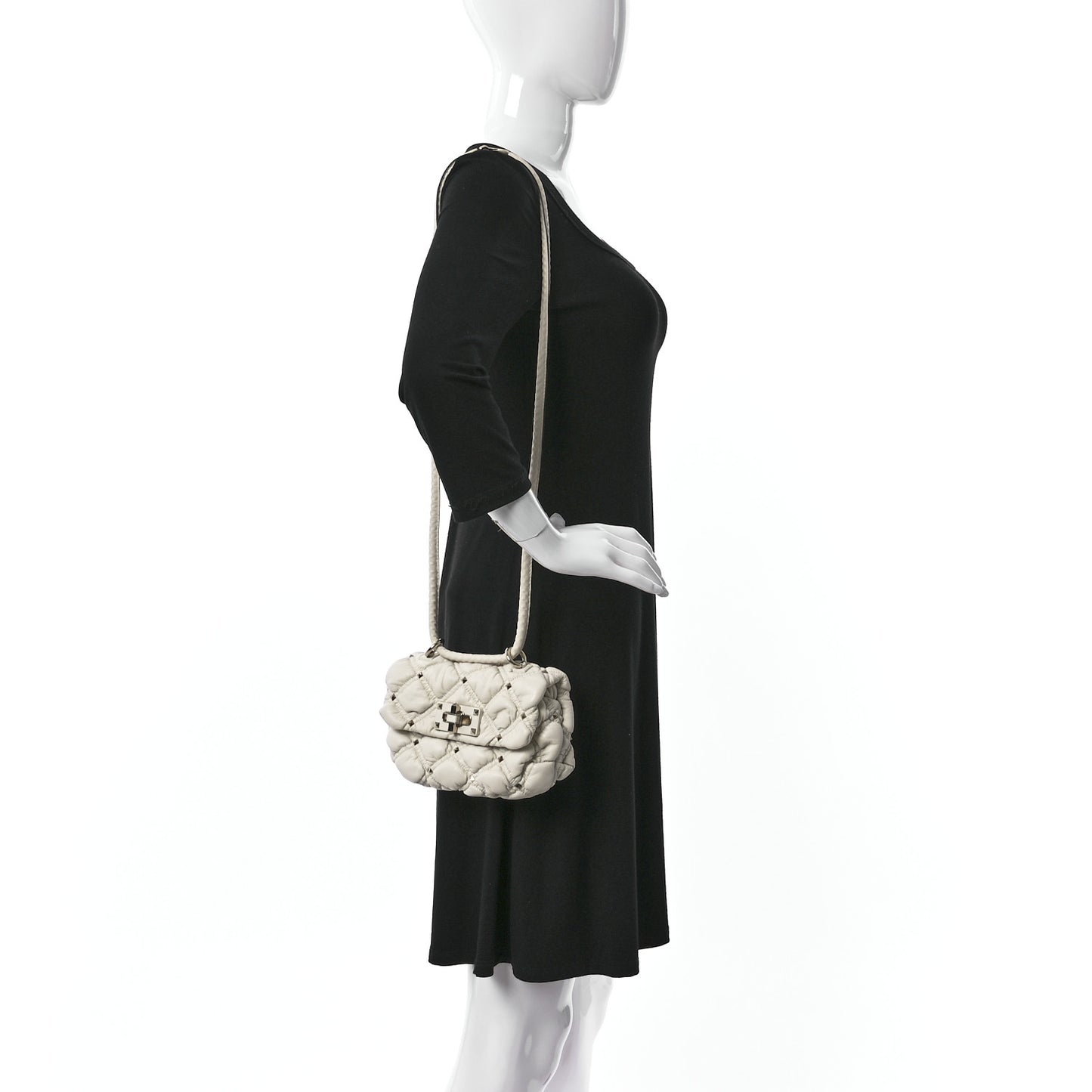 Nappa Small Spikeme Shoulder Bag Light Ivory
