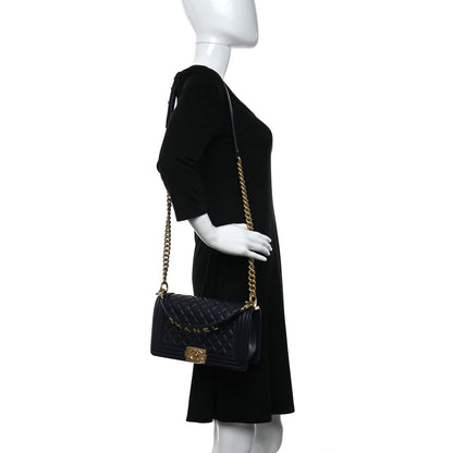 Chanel Calfskin Medium Boy Logo Top Handle Flap Navy 2 of 9