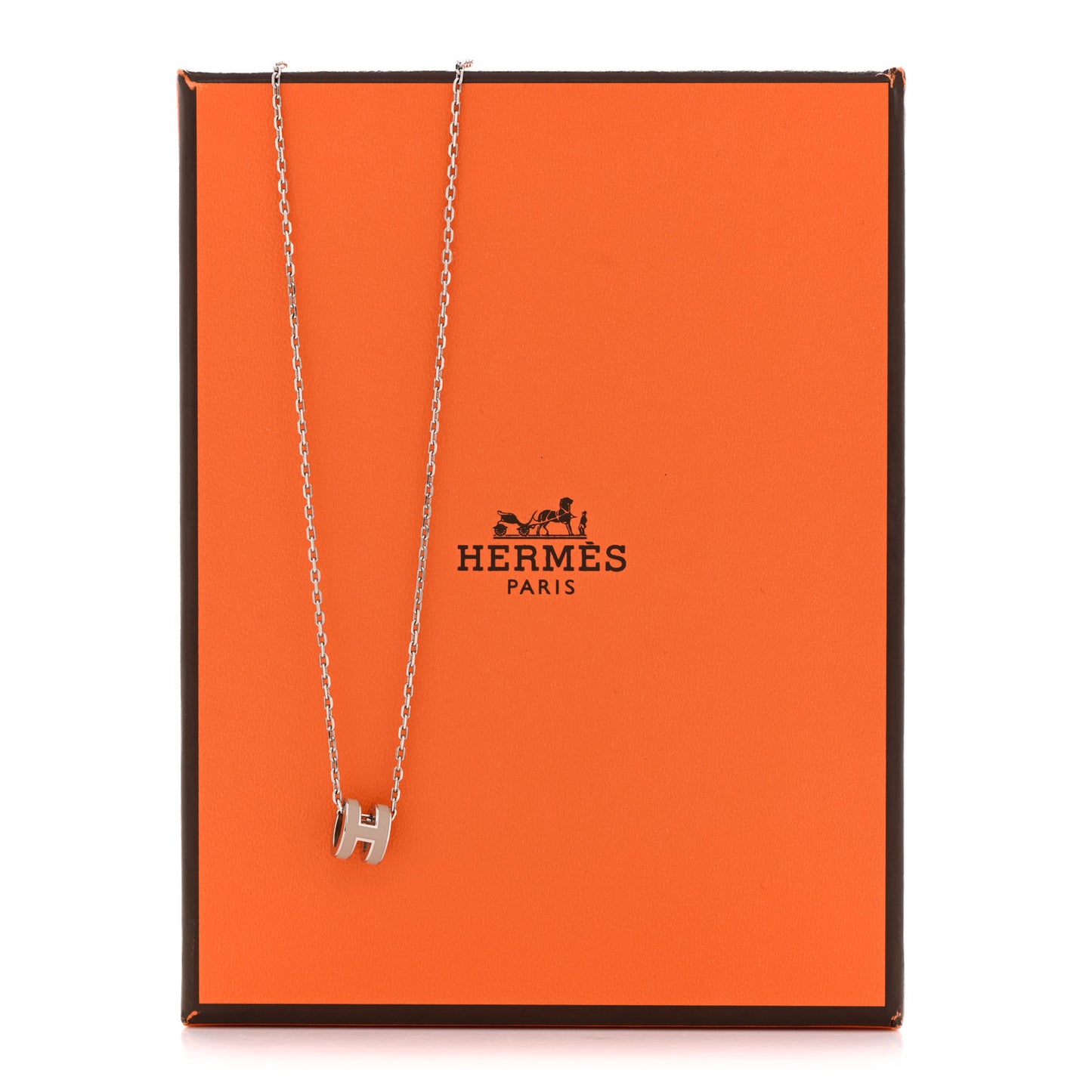 Palladium Mini Pop H Pendant Necklace Marron Glace